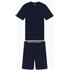 EMPORIO ARMANI T-Shirt+Shirt Modal Morbido Uomo Pyjama Blu L