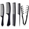 HUZNA Set di 5 Pettini per Capelli Uomo Professionale Kit Barbiere per Styling e Taglio Include Pettine a Coda e Pettini Modellanti per Salone e Casa Colore Nero