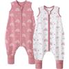 FIEMOL Sacco Nanna con piedini 3-4 Anni Sacchi Nanna Tog 0.5 100% Cotone Sacchi Nanna Bambini Sacco Nanna estivo con piedini Arcobaleno Rosa