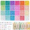 ARTREE Set di perline da 3mm per bracciali in 24 colori, perline di vetro da infilare per braccialetti fai da te, set di gioielli fai da te con perline con lettere colorate, braccialetti dell'amicizia