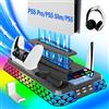 LHFDIAN Supporto PS5/Slim/Pro e stazione di raffreddamento con controller LED stazione di ricarica per console PlayStation 5, accessori inclusi, caricabatterie controller, ventola di raffreddamento PS5