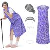 Ulikey Nonna Costume, 6 Pezzo Costumi da Vecchia Signora Kit Parrucca da Nonnina Con Occhiali da Vista, Collana di Perle Costumi da Vecchia Signora per La Testa Carnevale, Feste, Cosplay (Viola, XL)