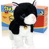 SWTOIPIG Gatto Robot Interattivo di Peluche, Nero | Peluche a comando vocale, 8 movimenti, si muove e si capovolge, regalo Natale e compleanno