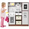 COSTWAY Cucina Giocattolo per Bambini, Cucina Legno per Bambini con Frigorifero, Macchina del Ghiaccio, Forno, Microonde, Lavello e Rubinetto, Funzione Luci e Suoni, per Bambini 3 Anni+