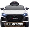 Mondial Toys Auto Elettrica per Bambini Audi RS3 Macchina con Licenza Ufficiale 12V Due Potenti Motori Telecomando Cintura di Sicurezza 3 Punti Porte Apribili Luci LED Musica MP3 (Bianco)