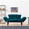 Dmora - Divano Letto 2 posti Zeeusis, Sofà trasformabile, Divanetto per Ospiti, Poltrona Letto, 155x70 h85 cm, Azzurro