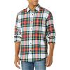 Amazon Essentials Camicia in Flanella a Maniche Lunghe Uomo, Bianco Rosso Tartan Plaid, S