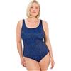 Ulla Popken Badeanzug, Gemustert, ohne Softcups, Raffung Costume Intero Donna