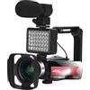 DIGNIFE Videocamera, Vootographicina Vlogging 4K for la registrazione Vlog 5 6MP 3.0. Inch 16x Digital Zoom Ir. Camcorder for fotocamera digitale WiFi for visione notturna con microfono(32G SD card,Pink)