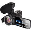 DIGNIFE Videocamera, Videocamera Video Vlogging for Facebook Remote Control da 3,0 pollici Touch Screen Hood Webcam Camera Digital digitale(128GB SD Card,AF2 Mic)
