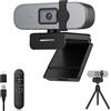 YQE Webcam 4K con treppiede, webcam UHD con microfono, webcam PDAF autofocus con telecomando, copertura privacy, adattatore USB Type-A e A-to-C per chiamate, zoom/team/facetime/switch 2