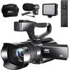 DIGNIFE Videocamera, 4K Videocamere Registrazione con WiFi 30x Digital Zoom Vlogging Camera Ir Fotocamera digitale portatile visione notturna(16G SD card,RX-100-Light-Mic)