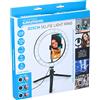 Grundig Luce ad anello per selfie su treppiede, lampada ad anello, per smartphone, social media e vlog, LED, flessibile, 25 cm