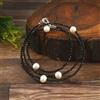 Pacchetto Delicate collane di perle rotonde sfaccettate in spinello nero e perla 24"" d...
