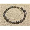 Bundela Gems Bracciale con perline riempite d'argento con pietre preziose ovali lisce in l...