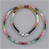 Bundela Gems Collana girocollo con perline e pietre preziose rondelle sfaccettate multi to...