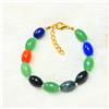 Bundela Gems Bracciale AAA originale multi mix cristallo e perle pietre preziose ovali lis...
