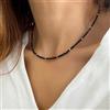 Bundela Gems Collane di perle rotonde sfaccettate spinali nere 2-3 mm A++ 18""