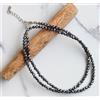 Bundela Gems Bellissima collana di perle rotonde sfaccettate in ematite nera 18"" uomo e d...