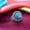Blu Rame Gemma Pietra Turchese 925 Sterling Argento Artigianale Anello Tutti