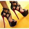 👠 Sandali Gladiatore Donna Tacco 16 cm Platform Zip Sexy Eleganti Nero