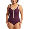 DELIMIRA Costume Intero Taglie Forti | Cerniera Frontale, Coppe Incorporate Costume, per Donna