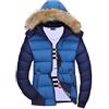 PengGeng Giacconi Invernali Uomo Giaccone con Cappuccio Caldo Giacche Slim Fit Cappotto Blu Zaffiro 2XL
