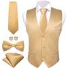 Barry.Wang Gilet da uomo formale da lavoro slim fit casual tinta unita gilet cravatta papillon set festa di nozze, Oro, M