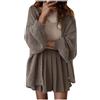 Generisch Giacca da donna Cardigan a maniche a palloncino da donna in stile primavera e autunno, camicia piccola, stile casual e casual, maglione da donna sottile, cachi, Taglia unica