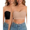 WOWENY Reggiseno senza spalline da donna senza ferretto, reggiseno push up imbottito, senza cuciture, con spalline trasparenti, imbottitura fissa