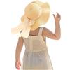 Kunyeah Cappello di Paglia Estivo per Bambina Cappello Pieghevole a Tesa Larga Cappello con Visiera Parasole Protezione Solare Cappelli di Paglia da Spiaggia Cappellino floscio con Fiocco