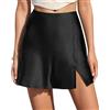 Amy Babe Minigonna estiva 2024 in raso a vita alta con spacco frontale in seta casual A-Line gonne corte per le donne, nero, M