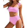 nnOuOnn Bikini da donna a vita alta, costume da bagno con controllo della pancia, bikini push-up, costume da bagno a 2 pezzi regolabile con imbottiture rimovibili