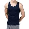 Paradise Silk Canotta da uomo in maglia di seta pura tinta unita US S M L, Blu scuro, M