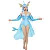 Haikyuu Costume da Bagno Intero da Donna con Scollo all'Americana, Stile Sarong, con Lacci e Scollo all'Americana, Azzurro Chiaro, Small