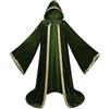 Duohropke Abbigliamento medievale da uomo in velluto mago, abito monaco sacerdote tunica rinascimentale cosplay mantello lungo Halloween costume retrò vintage cloak trench per adulti uniforme, verde