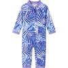 weVSwe Costume da Bagno Bambina Manica Lunga Rash Guard Nuoto UPF 50+ Tuta Protezione Solare Bambino Foglie Viola 2 Anni