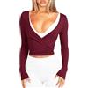 Navneet Maglia da donna a maniche lunghe, aderente, per yoga, pilates, balletto, autunno, Colore: rosso, S