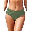 SHEKINI Vita Media Slip Bikini Donna Ruched Bikini Slip Slip Mare Donna Bikini Fondo Bikini Bottom(M, Verde Oliva)