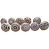 Pushpacrafts Xfer 003, 10 pomelli in ceramica color oro e bianco color crema effetto vintage