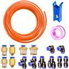 HAXIHA 15 Metri Tubo per Aria Poliuretano Arancione,4mm Diametro Esterno 2.5mm Diametro Interno Tubo Pneumatico per Aria Compressa, con 14 Pcs Pneumatico Attacchi Rapidi