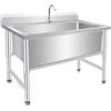 Generico Lavandino Autoportante In Acciaio Inox Con Rubinetto Lavello Del Ristorante Commerciale Da Cucina Lavandino Esterno Di Utilità Industriale Per Garage Lavanderia Esterni (80 * 60 * 80cm)