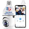 AGIG Fotocamera 5G Lampadina, Telecamera per Esterni con Lampadina WiFi a 360°, Lampada da Giardino, Monitor Automatico, Audio a 2 Vie, Rilevamento di movimento, Fotocamera IR HD 1080P