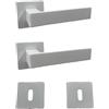 effedielle® Maniglia per Porta Completa Interno ed Esterno, con Molla di Ritorno, Disponibile in Diversi Modelli e Colori, viti di fissaggio comprese (Bianco opaco, Quadrata)