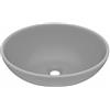 Tidyard Lavandino Ovale in Ceramica Grigio Chiaro Opaco, 40 x 33 cm, superficie opaca e design lussuoso, per bagno, toilette, stanza dei cosmetici, e garage