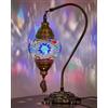 DEMMEX Lampada da tavolo turca con mosaico marocchino - Realizzata a mano in vetro colorato stile Tiffany con collo di cigno, luce per comodino o scrivania, illuminazione artistica boho per camera da