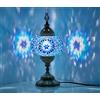 DEMMEX Lampada da comodino e tavolo in stile turco marocchino con mosaico e Tiffany, vetro colorato, 16x36 cm, fatta a mano in Turchia (blu)