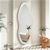 AAZZKANG Specchio irregolare a figura intera, in legno, asimmetrico, moderno, grande, per camera da letto, spogliatoio, soggiorno, ingresso, bianco, 120 x 50 cm