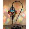 DEMMEX Lampada turca autentica DEMMEX, realizzata in Turchia, lampada da comodino da tavolo in mosaico marocchino turco, realizzata al 100% a mano, corpo in metallo color antico e base decorata, Multi2