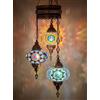 DEMMEX Lampadario Turco a Sospensione 3 Luci con Globo in Vetro a Mosaico - Stile Marocchino/Boho, Fatto a Mano (Personalizzabile)